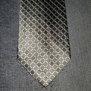 Silver/green Crisscross Pattern Tie New